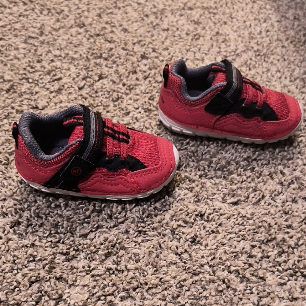 Infant Red and Black Walking Sneakers 3M